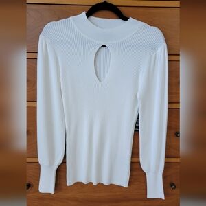 Boston Proper White Crew Neck Sweater